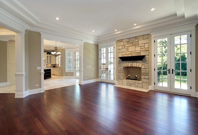 sunlit bedroom with elegant wood floor